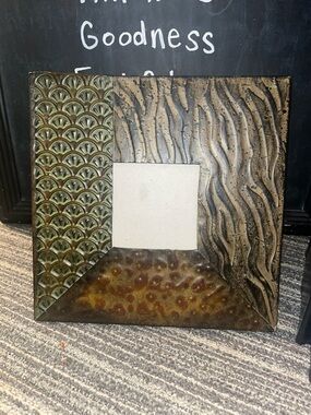 Decorative Metal Textured Square Frame - Green, Brown, Black